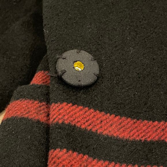 Ann Taylor Wool Blend Plaid Long Coat | Double Breasted Black Gray Red NWOT $300 - Picture 12 of 14